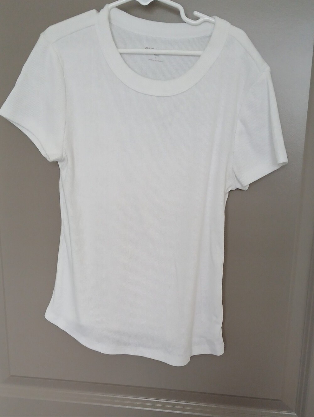Old Navy Women's White Small Snug Short-Sleeve Ribbed Crew Tee
